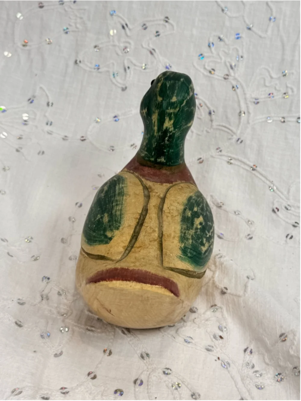 Vintage Hand Carved Painted Wood Mallard Duck | Rustic Folk Art Decoy Decor